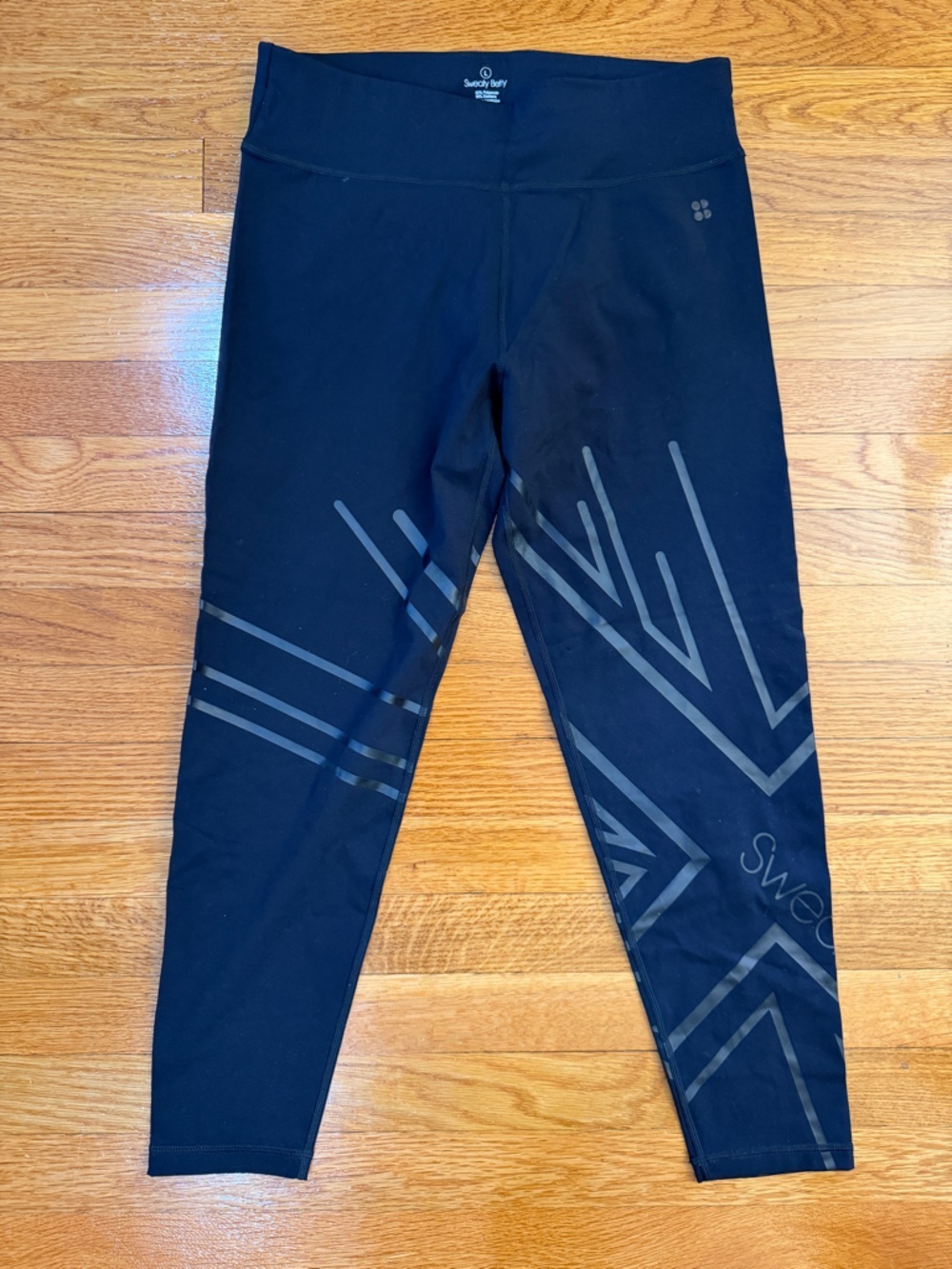 Sweaty Betty Power 7/8 Matte Union Jack Leggings in Black - Size Large (UK)